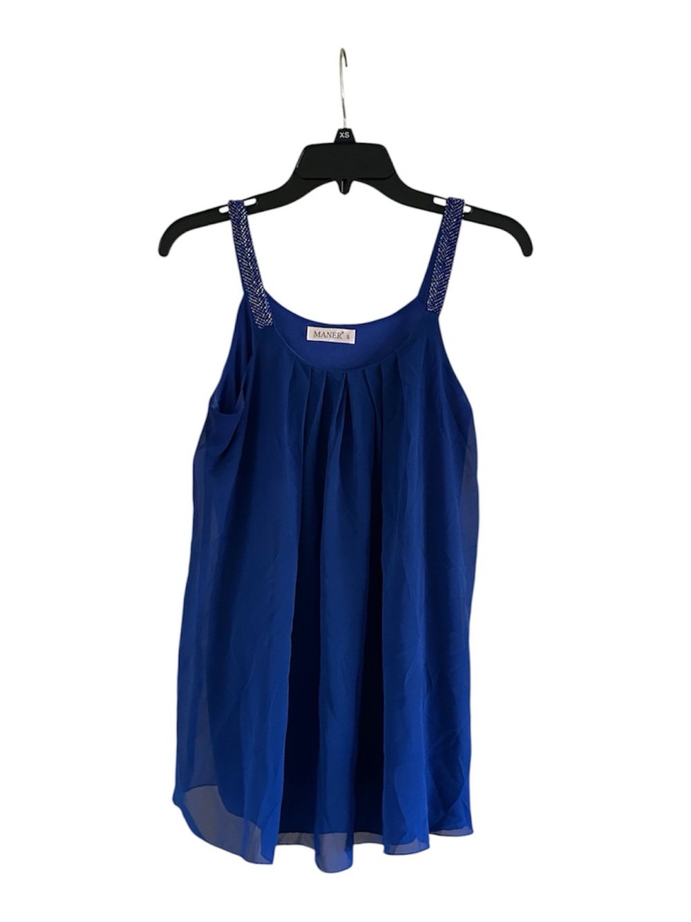 Maner Beaded Strap Blue Size Small Tank Top